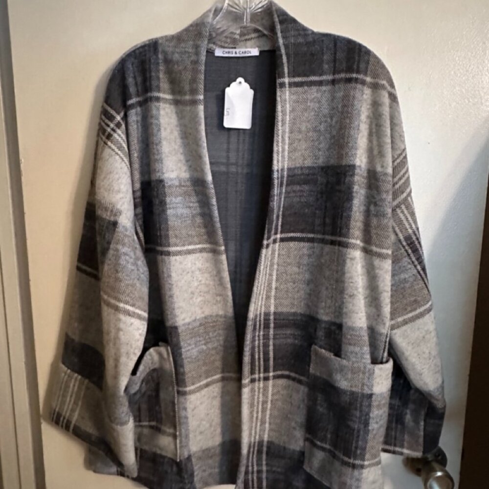 Super Soft Gray Plaid Jacket Size Large